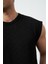 Desenli Oversize Sıfır Kol Triko Erkek T-Shirt 5