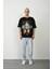 Unisex Baskılı Bisiklet Yaka Oversize Tshirt 3