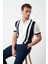 Çizgili Oversize Polo Yaka Triko Erkek T-Shirt 4