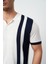 Çizgili Oversize Polo Yaka Triko Erkek T-Shirt 5