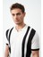 Çizgili Oversize Polo Yaka Triko Erkek T-Shirt 4