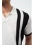 Çizgili Oversize Polo Yaka Triko Erkek T-Shirt 5