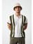 Çizgili Oversize Polo Yaka Triko Erkek T-Shirt 1