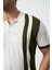 Çizgili Oversize Polo Yaka Triko Erkek T-Shirt 5