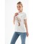Baskılı %100 Pamuklu Beyaz Kadın T-Shirt 25Y0085K1 2