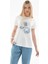 Baskılı %100 Pamuklu Ekru Kadın T-Shirt 25Y0376K1 1