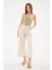 Yüksel Bel Culotte Keten Bej Kadın Pantolon 25Y0341K1 3