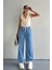 Paçası Püsküllü Straight Fit Mavi Kadın Jean Pantolon 25Y0416K1 1