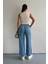 Paçası Püsküllü Straight Fit Mavi Kadın Jean Pantolon 25Y0416K1 2