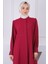 Bordo Hakim Yaka Kolu Nervürlü Tunik Pantolonlu Takım 4