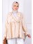 Bej Yaka Fırfırlı Kimono 1