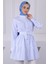 Mint Yeşili Hakim Yaka Çizgili Poplin Tunik 1