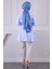 Mint Yeşili Hakim Yaka Çizgili Poplin Tunik 4