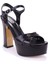 DZA07-337350 Siyah Tek Bant Platform Topuklu Kadın Ayakkabı 1