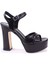 DZA07-337350 Siyah Tek Bant Platform Topuklu Kadın Ayakkabı 2