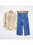 Taş Detaylı Sweatshirt ve Kot Pantolon Takımı – Ekru & Mavi 2