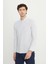 Slim Fit Dar Kesim Düğmeli Yaka Armürlü Gofre Desenli Gömlek 3