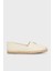 % 100 Deri Yuvarlak Burun Espadril Bayan Espadril FW0FW08540 Acj 1
