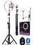 Bluetooth Kumandalı 10"inç LED Işıklı Halka Işığı+ 210 cm Tripod + Yaylı Telefon Tutucu 3