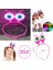 LED Işıklı Pilli 3 Farklı Modda Yanan Uzaylı Göz Parti Tacı Pembe Renk 18X12 cm 1