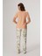 Kadın Somon Rengi Viskon V Yaka Kolları Kısa Çicek Desenli Pijama Takımı 3