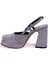 DZA07-337560 Platin Simli Platform Topuklu Kadın Ayakkabı 3