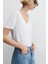 V Yaka Beyaz Kadın T-Shirt 25Y0021K1 1