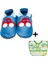 İkili Set, 6-18 Ay Iplay Mama Önlüğü ve 0-6 Ay Bebek Car Blue Red El Yapımı Hakiki Deriden Patik 1