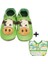 İkili Set, 6-18 Ay Iplay Mama Önlüğü ve 0-6 Ay Bebek Cow Green El Yapımı Hakiki Deriden Patik 1