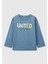 Erkek Çocuk Havacı Mavi Benetton Logo Baskılı Uzun Kollu T-Shirt 1