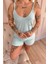 Aqua Belle Fleur Desenli Örme Ip Askı Şortlu Kadın Pijama Takımı 5