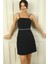 Kadın Ip Askılı Astarllı Drapeli Kısa Elbise 3