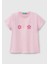Kız Çocuk Pembe Simli Benetton Logo Baskılı T-Shirt 1