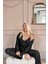 Siyah Midnight Petals Exclusive Örme Sabahlıklı Kadın Pijama Takımı 2