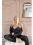 Siyah Midnight Petals Exclusive Örme Sabahlıklı Kadın Pijama Takımı 4