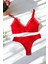 Kırmızı Fitilli Pamuklu Dantelli Bralet Takımı (Sütyen & Külot) 2