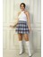 Kadın Beli Lastikli Ekose Mini Kareli Mini Kaşe Etek 1