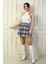 Kadın Beli Lastikli Ekose Mini Kareli Mini Kaşe Etek 3