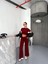Osy Modal Yumuşak Dokulu Kumaş Kısa Kollu Crop Alt Ispanyol Paça Pantalon Ikili Takım - Bordo 2