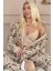 Bej Autumn Blossom Exclusive Örme Sabahlıklı Kadın Pijama Takım 1