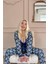 Lacivert Blossom Exclusive Örme Sabahlıklı Kadın Pijama Takım 2