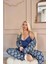 Lacivert Blossom Exclusive Örme Sabahlıklı Kadın Pijama Takım 3