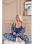 Lacivert Blossom Exclusive Örme Sabahlıklı Kadın Pijama Takım 4