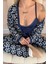 Lacivert Blossom Exclusive Örme Sabahlıklı Kadın Pijama Takım 5