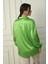 Kadın Düşük Kollu Oversize Saten Gömlek 4