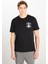 %100 Pamuk Regular Fit Normal Kesim Bisiklet Yaka Baskılı Siyah Tişört 1
