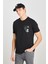 %100 Pamuk Regular Fit Normal Kesim Bisiklet Yaka Baskılı Siyah Tişört 1