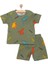 Erkek Kısa Kol Dinazor Desenli Bisiklet Yaka Pijama Takımı 1