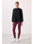 Bordo Polyester Esnek Standart Fit Performans Kadın Tayt - 94667 1