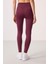 Bordo Polyester Esnek Standart Fit Performans Kadın Tayt - 94667 2